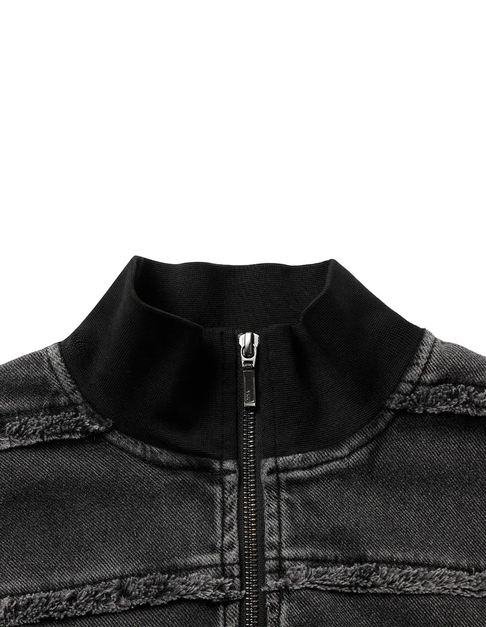 Women's Horizontal Patchwork Washed Denim Jacket