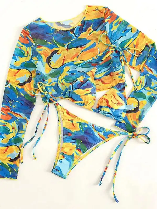 Women’s Polka Dot Print Three Piece Bikini Sets